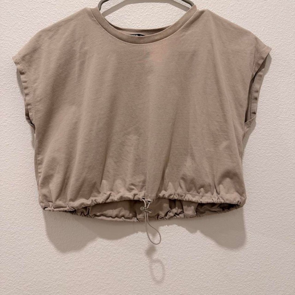 Zara Tan crop top with drawstring waist